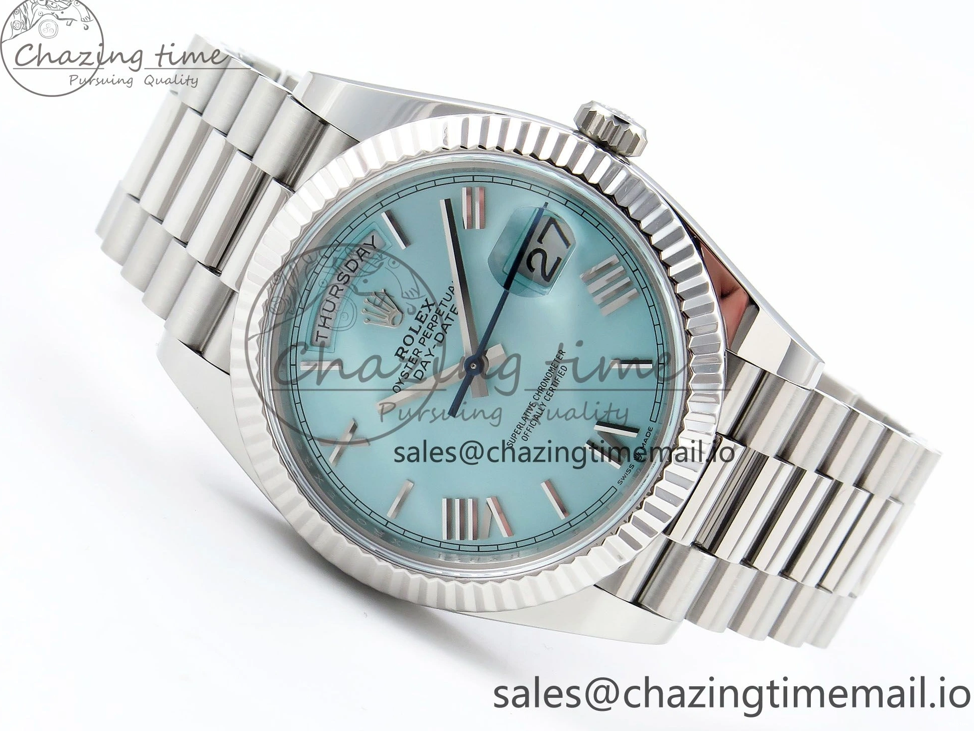 MiroTime 0401 Day Date 40 SS 228236 ARF 1:1 Best Edition Tiffany Blue Roman Dial on President Bracelet VR RelaxedFit 1517